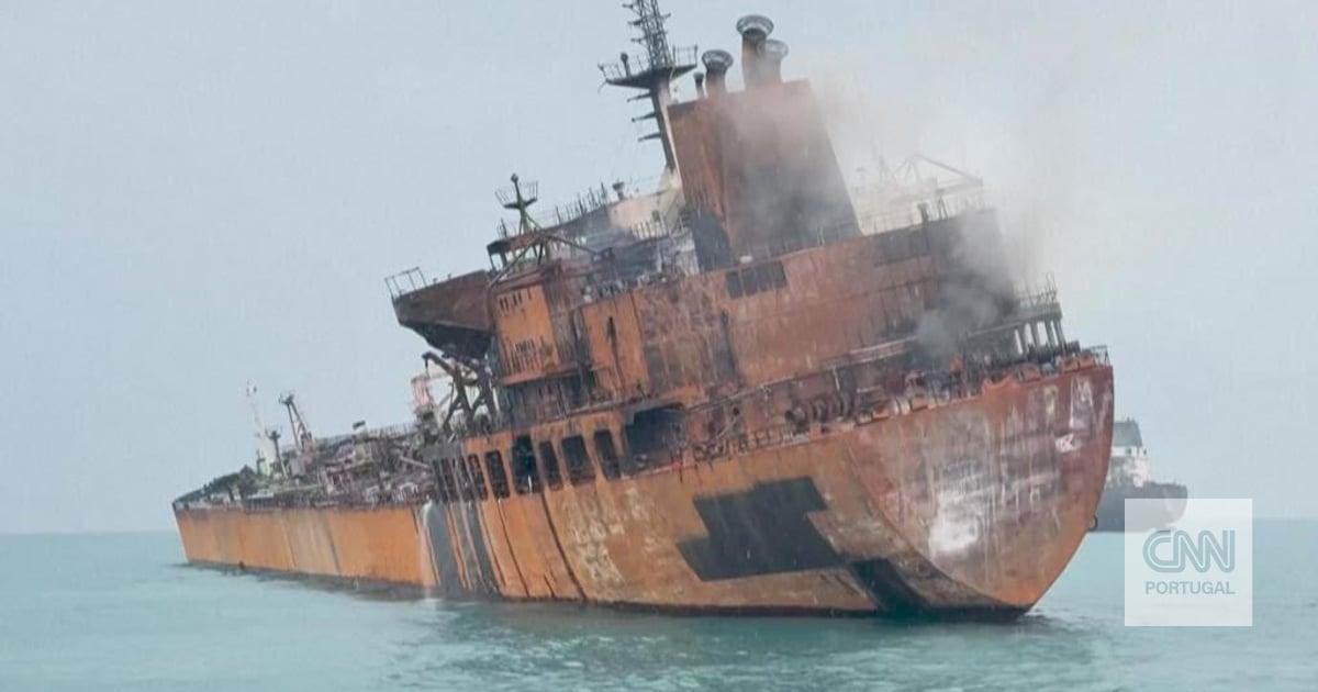 Ficou assim um dos petroleiros atingidos por um ataque iraniano no Golfo Pérsico