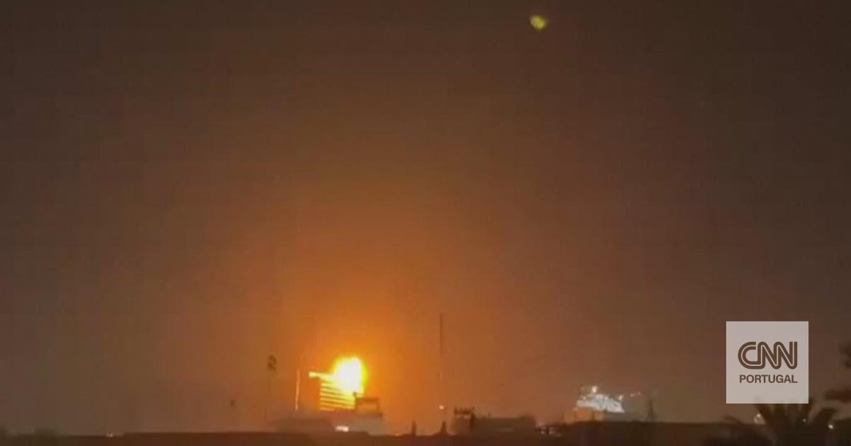 O momento em que um hotel na zona mais segura de Bagdade é atingido em cheio por um drone